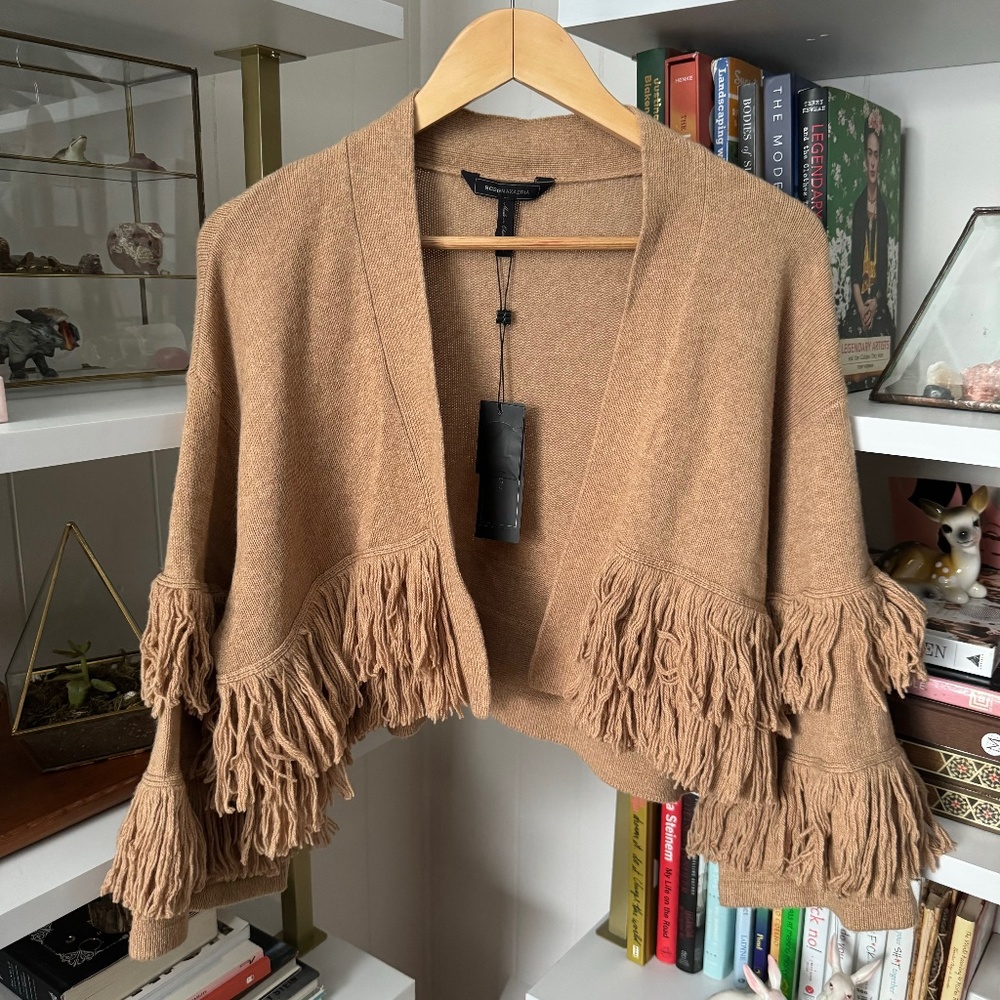 NWT Cropped BCBG Fringe Cardigan - Size M